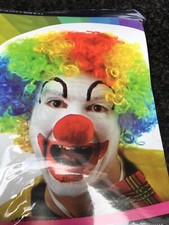 Dorosły tęczowy cyrk kręcony afro klaun peruka Halloween fantazyjna sukienka