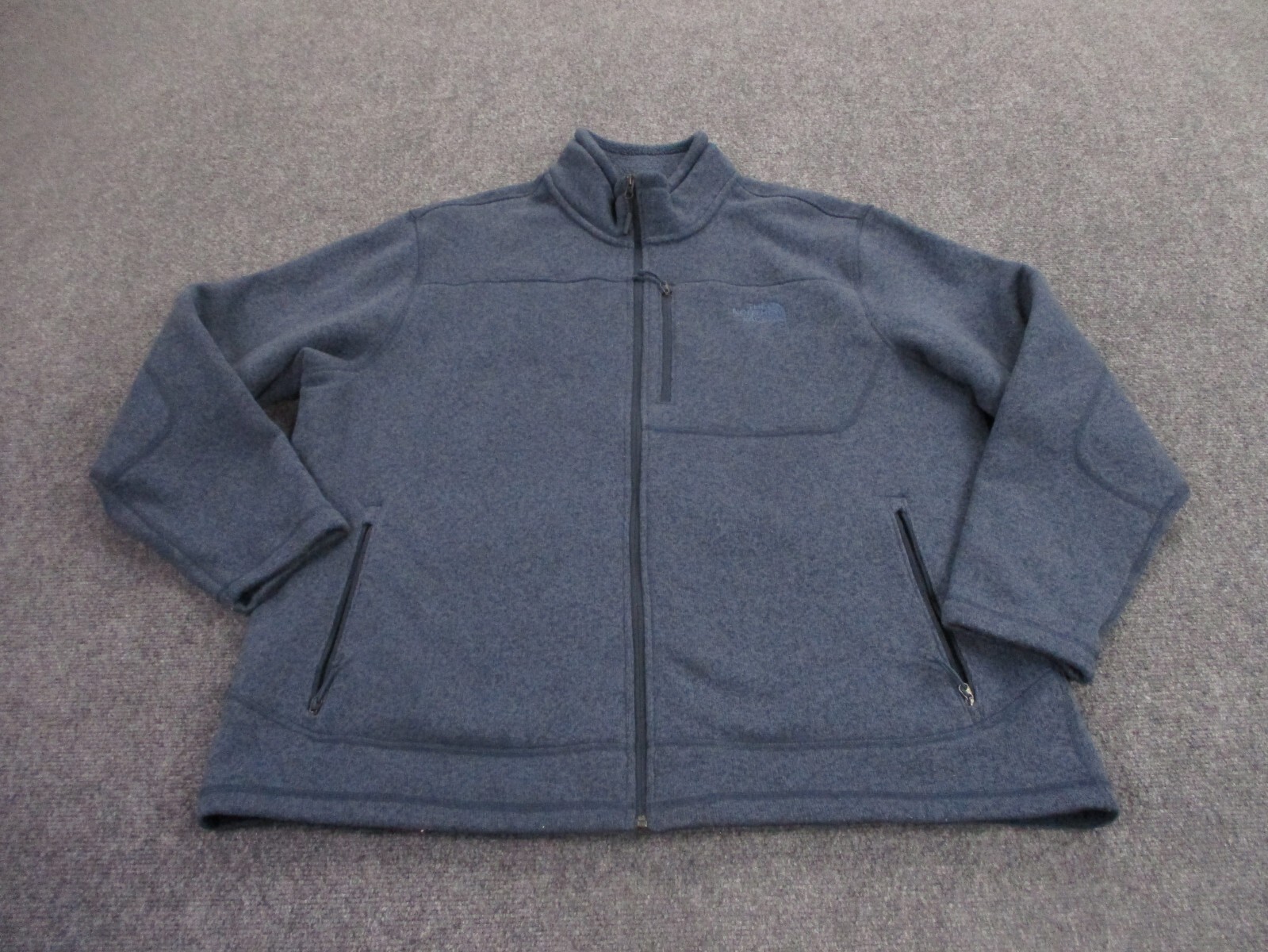 North Face Mens 2XL Blue Lightweight Fleece Jacket for Hiking