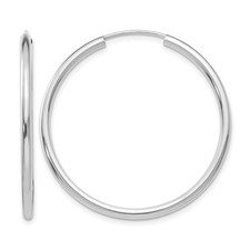 14k White Gold Polished Endless 2mm Hoop Earrings Perfect Gift for Her