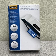 Fellowes Thermal Laminating Pouches Pre-Punched ID Card 7 Mil 100 Pack CRC52050
