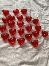 22 Red Heart-Shaped Hanging Plastic Baubles for Valentine's Day