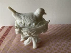 RARE Westmoreland White Milk Glass Bird Nest Covered FOOTED Dish