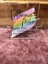 Appreciation Gift/Award. Very Nice 4x4 Acrylic Puzzle Piece Design.