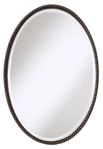 Oval Vanity Wall Mirror Beveled Glass Bronze Frame 22" Wide for Bathroom Bedroom - Picture 2 of 4