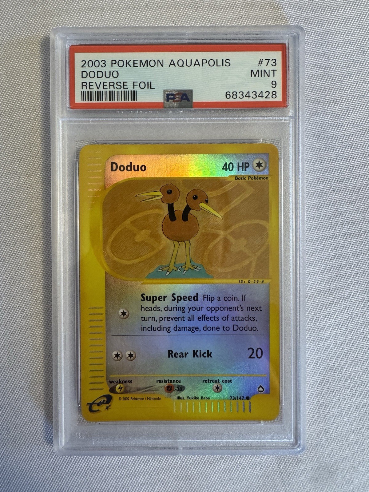 2003 Pokemon - Doduo Reverse Holo E Reader Aquapolis 73/147 - PSA 9 Mint! WOTC