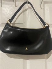 JW PEI Black Crescent Shoulder Bag, Zip Top, Gold Hardware, Lined, Strap
