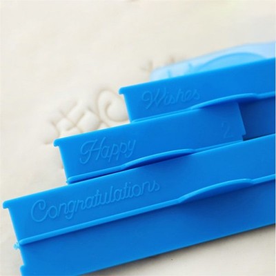 6pcs/set Plastic Letters Mold Happy Birthday Best Wishes Baking Molds Decors A