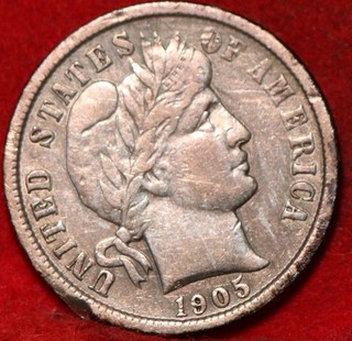 1905 Philadelphia Mint Silver Barber Dime