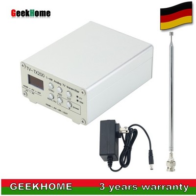 TV-TX200 VHF/UHF Analog TV Transmitter with Telescopic Antenna DE Stock