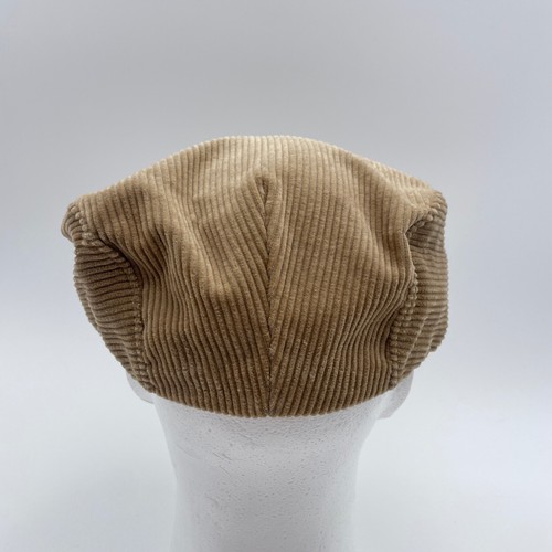 Vintage Newsboy Hat Cap Fitted XL Tan Corduroy Snap Front Cabbie Golf - Picture 5 of 8