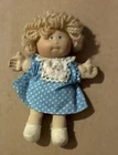 Vintage 1980s Cabbage Patch Kids Mini Doll Blue Polka Dot Dress Blonde Hair