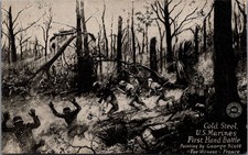 WWI US Marines Cold Steel First Hand Battle Postcard George Scott France