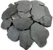 Polished Slate Rocks for Aquariums, 5-7 Inch Natural Stone Decor, 40 Lbs