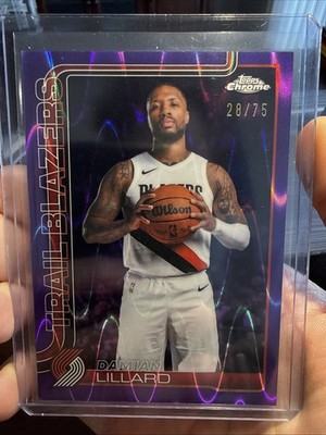 2026 Topps Chrome Update DAMIAN LILLARD PURPLE WAY RAVE /75 TRAILBLAZERS