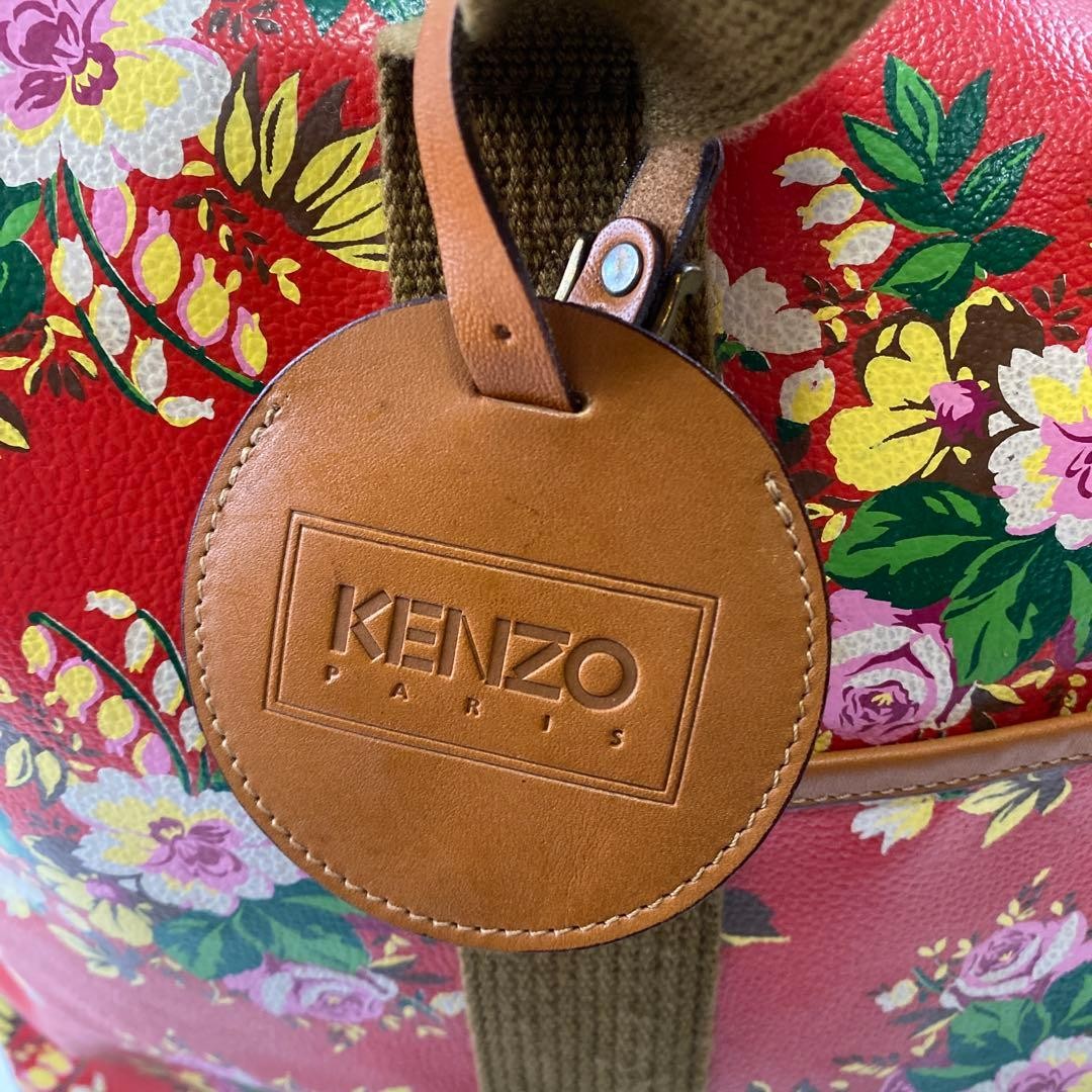 Kenzo Floral Pattern Botanical Pvc Genuine Leather Large Boston