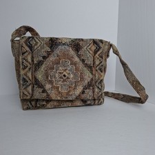Vintage Tapestry Woven Crossbody Geometric Flap top Bag Purse USA carpet Bag