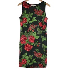 NWT VTG 90s Casual Corner Floral Print Sleeveless Shift Dress S Black Romantic