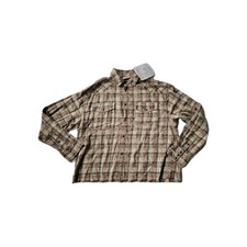 YoungLA Outlaw Flannel Shirt Sample Men's SZ LG Plaid Brown/Tan NWST