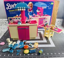 VINTAGE BARBIE 1984 DREAM KITCHEN SET w/FOOD CART  ACCESSORIES
