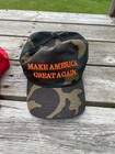 2x Lot Vintage 2016 MAGA Hat Genuine Cali-Fame Made USA Red Camo Orange Trump — photo 3