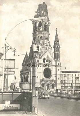 AK BRD - Berlin  An der Gedächtniskirche U-Bahnhof VW Käfer ~1960 Dessau-Ziebigk