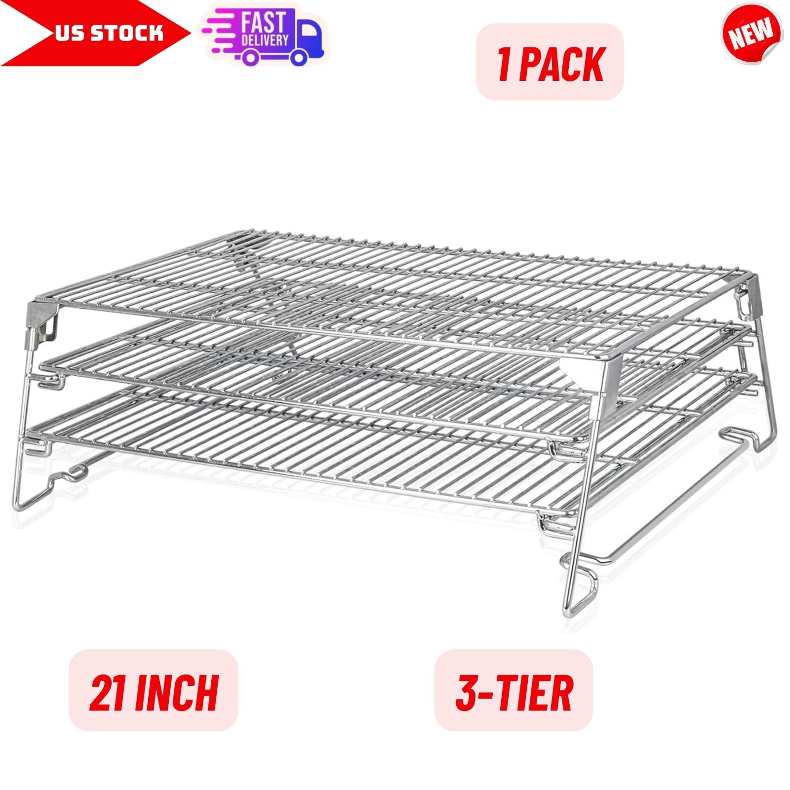 21" 3-Tier Foldable Sliding Jerky Racks for Traeger, Pit Bos