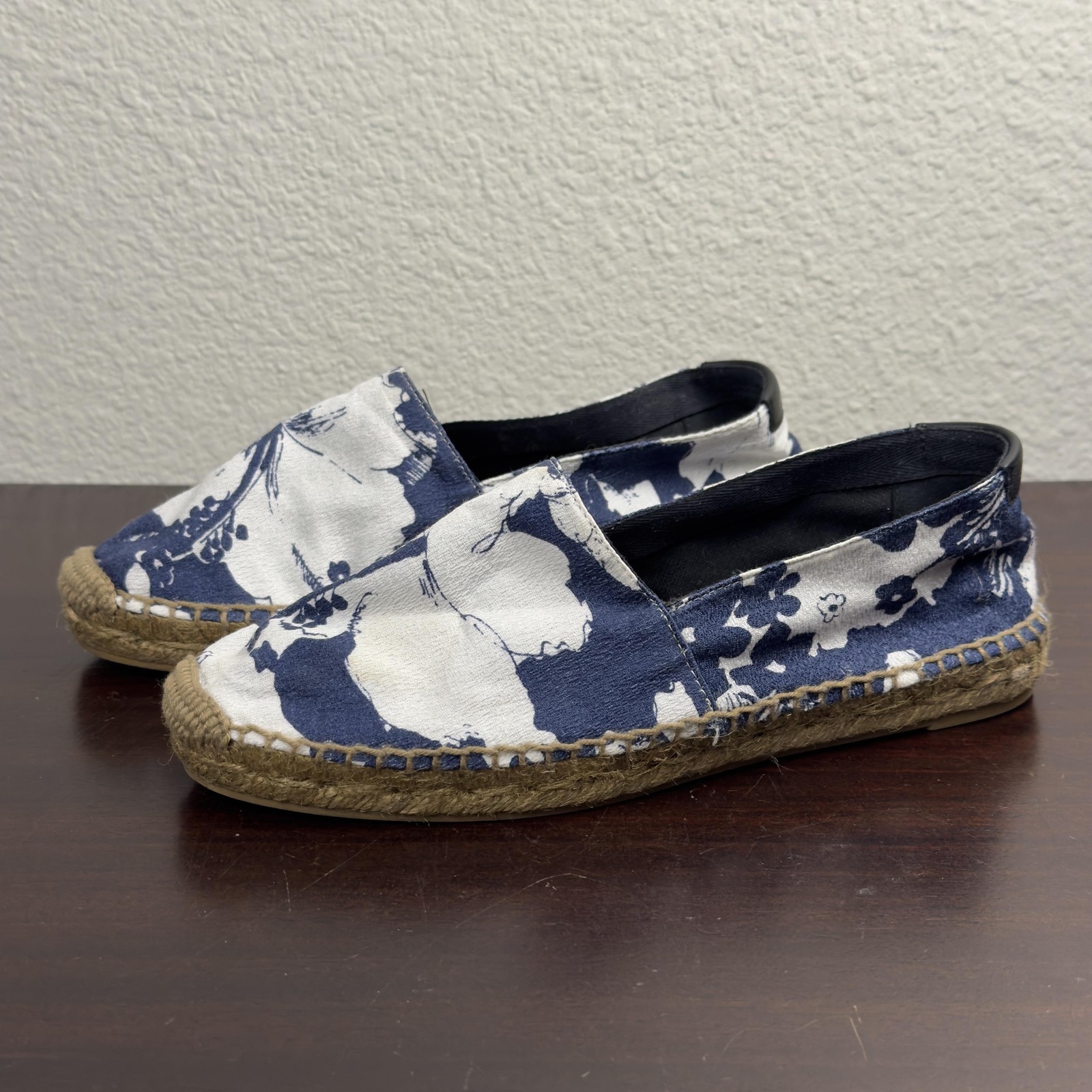 Zapatos planos Saint Laurent para mujer talla 6 azul blanco luna hawaiana