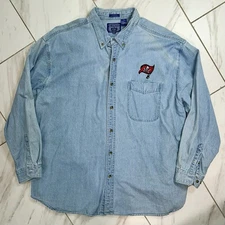 Vintage 90s NFL Buccaneers Denim Shirt All Sport XXL Oversized Jean