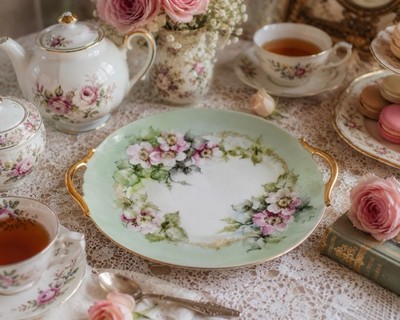Antique T&V Limoges France Hand Painted Cake Plate Signed Shuler Miller 11 