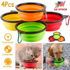 4pcs Portable Travel Collapsible Foldable Pet Dog Bowl Food Water Bowls Dish