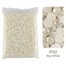 400 Ivory Color Acrylic FlatBack Half Pearl Bead Flat Back 8mm Scrapbook Craft