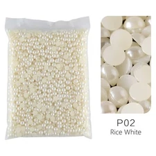 400 Ivory Color Acrylic FlatBack Half Pearl Bead Flat Back 8mm Scrapbook Craft