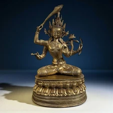 Manjushri Gilded Copper Bronze Statue – 51 cm – Himalayan Buddhist Art