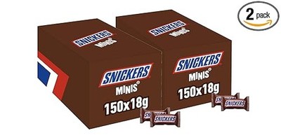2x 150x18g SNICKERS Minis Catering Milchschokolade Candy-Creme Karamell Erdnüsse