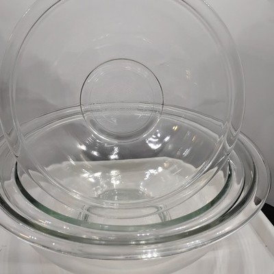 Set of 3 PYREX Clear Nesting Mixing Bowls Set #323, #323, #325 -Glossy +3.7L