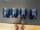 Vintage Anchor Hocking Cobalt Blue 16 oz. Glass Cafe Mugs 5 in. Set of 4 MCM