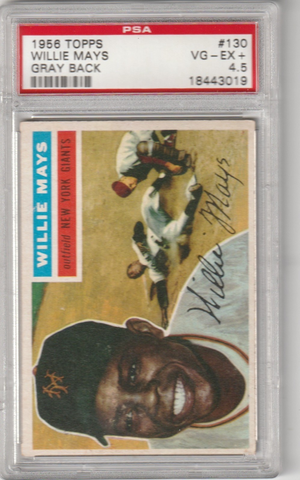 1956 Topps Willie Mays #130, Gray Back, PSA VG-EX+ 4.5