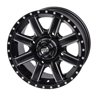 4/156 Tusk Cascade Wheel 12x7 4.0 + 3.0 Machined/Black For Polaris Sportsman 500