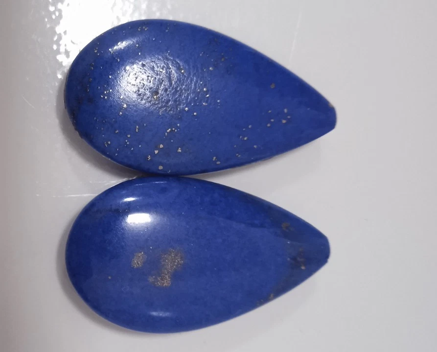 COPPIA DI LAPISLAZZULI NATURALE LAPIS NATURAL TAGLIO GOCCIA  25X14mm - Imagen 2 de 4