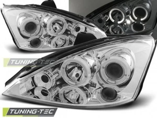 Tuning Tec Scheinwerfer Angel Eyes Pour Ford Focus MK1 98-01 Chrom Avant - Photo 2/2