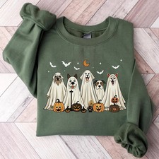 Halloween Dog Ghost Sweatshirt Spooky Puppy Pet Lover Fall