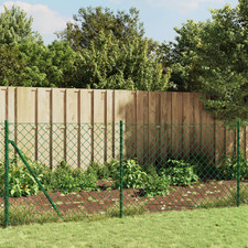 Chain link fence 1x10m Green PVC-coated Galvanised Steel Roll + Posts Mesh60x60