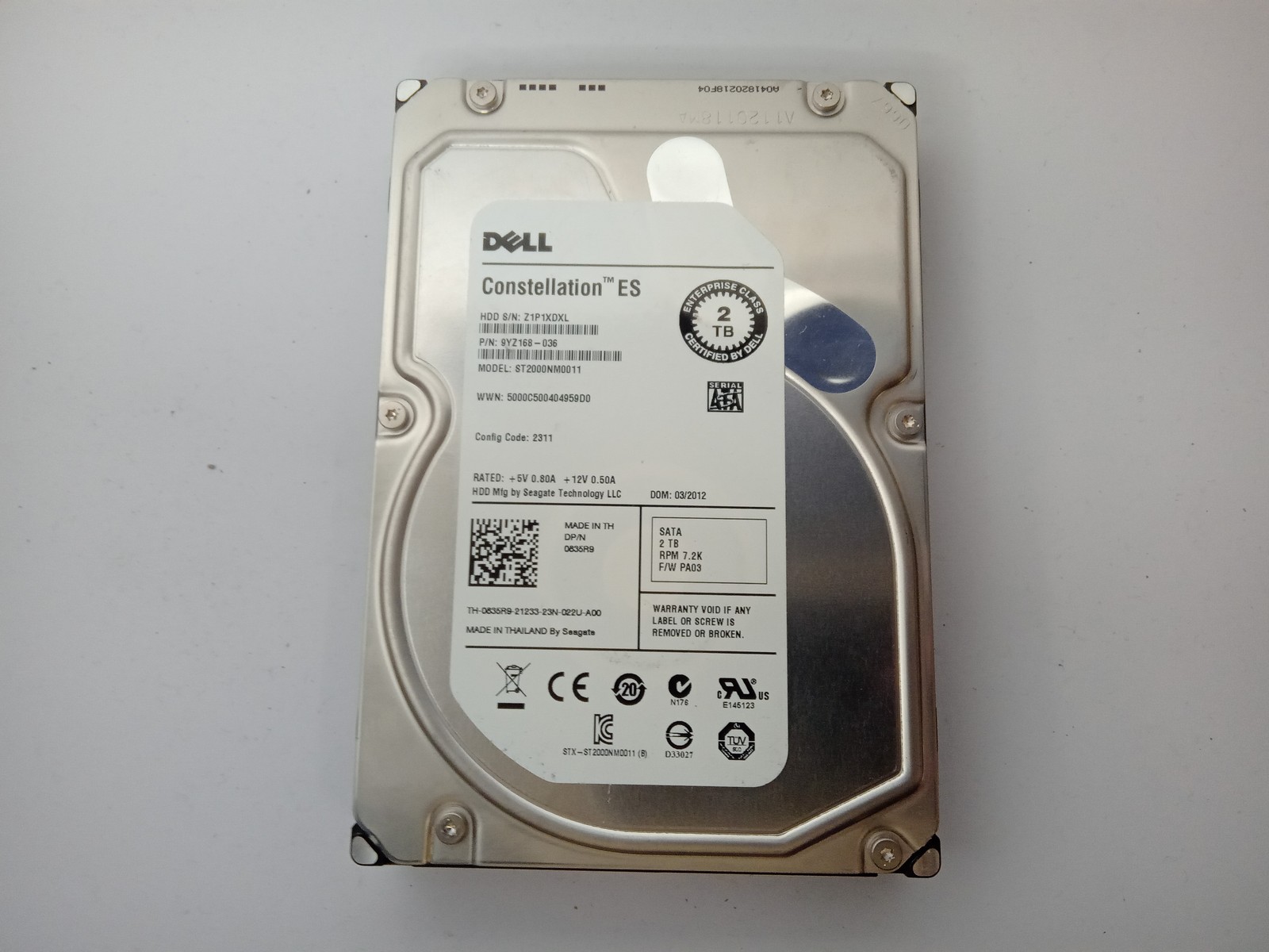 Seagate Constellation ES ST2000NM0011 2TB 3.5"" Desktop Hard Drive SATA