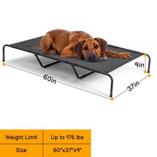 Indoor Outdoor 60in Cooling Elevated Dog Bed with Metal Frame Raised Pet Cot