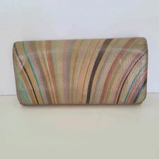 Paul Smith Designer Envelope Card Bill Holder Wallet Colorful Leather Abstract 