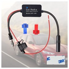 12V Car Antenna Booster 25 db - Amplify Signal  Reduce Noise AM FM ANT208