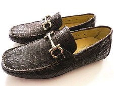 SALVATORE FERRAGAMO Brown Crocodile Leather Shoes Loafers Size 6 US 40 Euro 5 UK