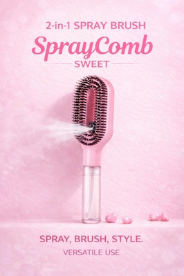 #ad SPRAY HAIR BRUSH Detangler Portable Water Mist Comb Anti Frizz Brush and Comb $18.95