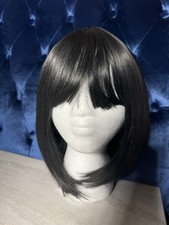Vacation Synthetic Black Bob Wig with Bangs for Women Daily Use Cosplay Party