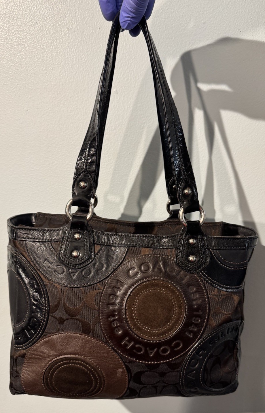 COACH Vintage Circle Patchwork Tote Shoulder Hand… - image 2